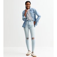 New Look Women's Tall Light Blue Halli Ripped Slim Leg Jeans New Look - 3