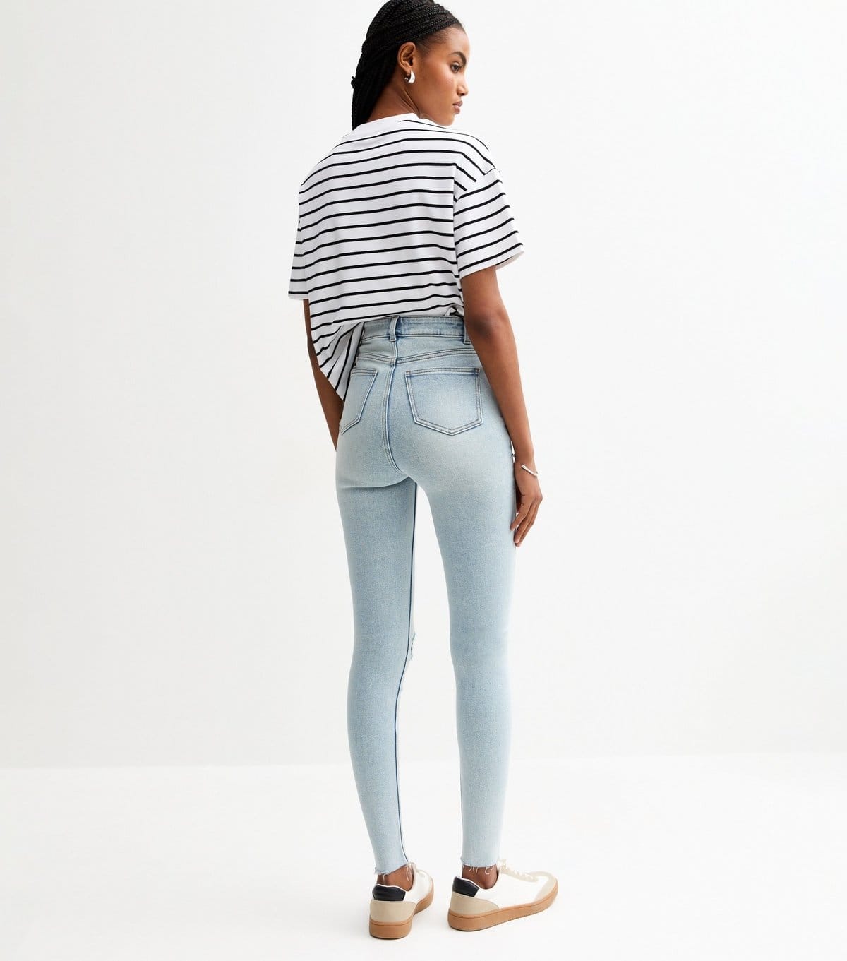 New Look Women's Tall Light Blue Halli Ripped Slim Leg Jeans New Look - 4