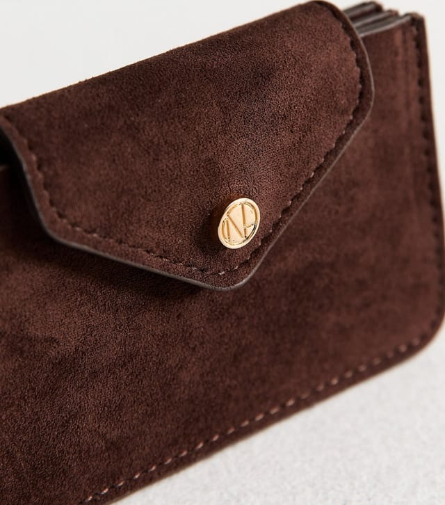 New Look Dark Brown Faux Suede Cardholder New Look - 2
