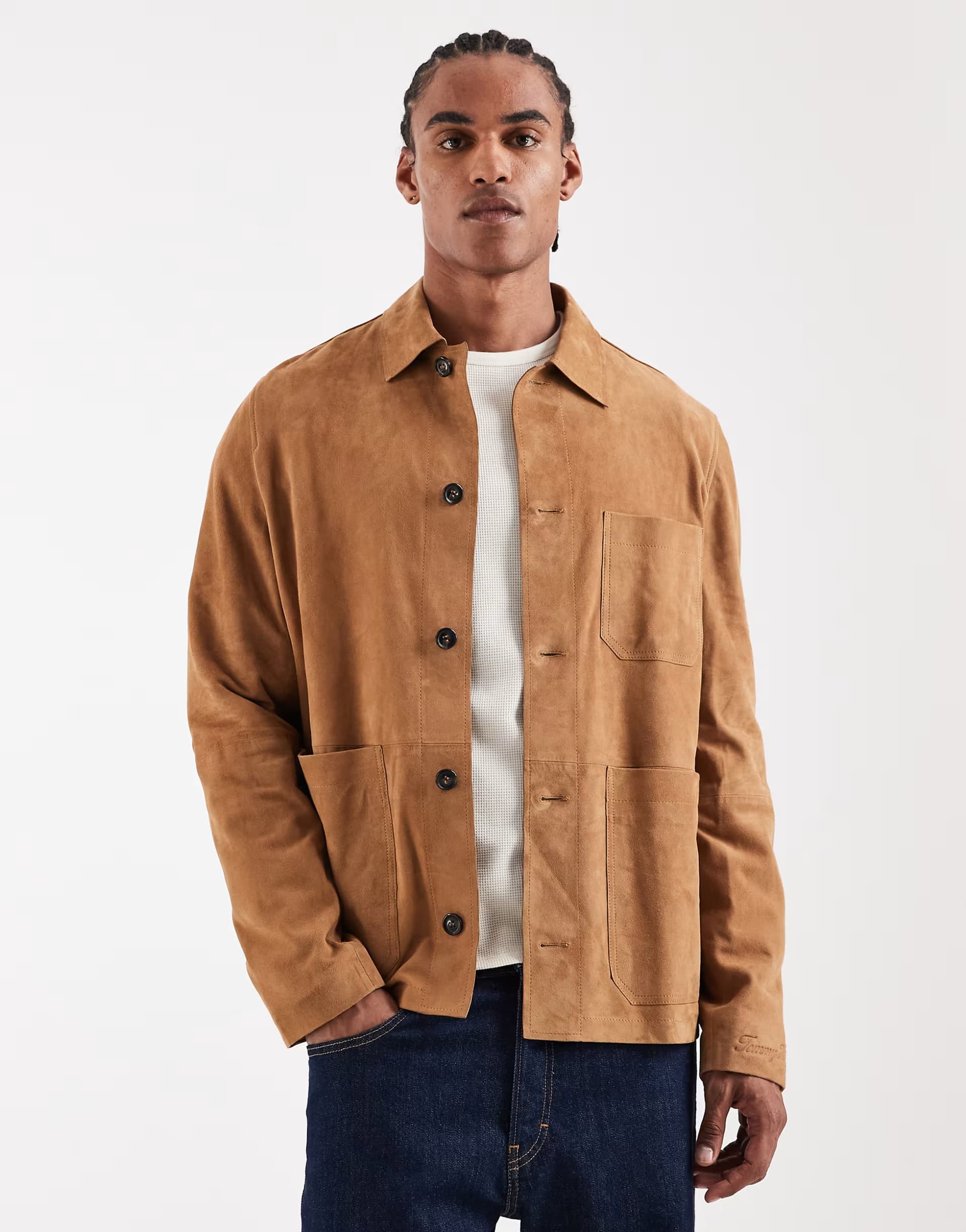 ASOS Tommy Hilfiger real suede chore jacket in tan