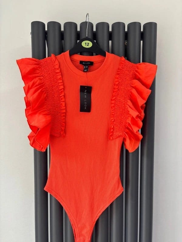 New Look Orange Ribbed Sleeveless Bodysuit