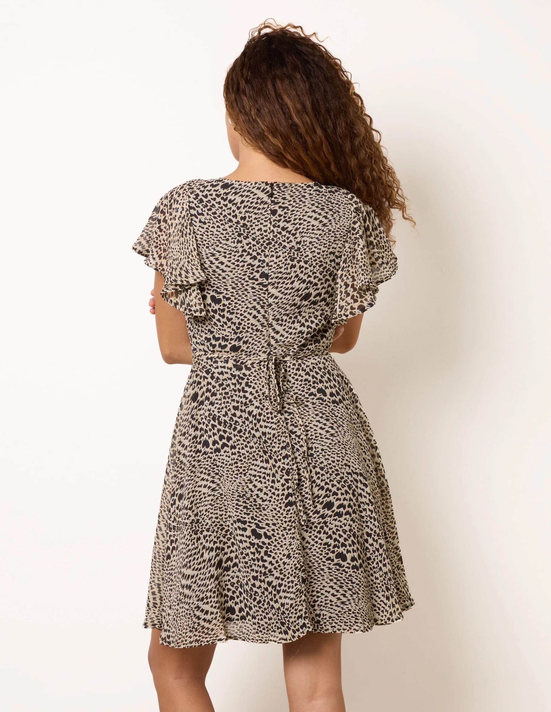 Blue Vanilla Heart Animal Frill Sleeve Mini Dress - 4