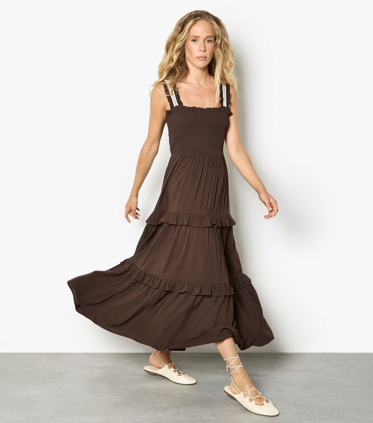 Apricot Women's Dark Brown Crochet Midi Dress Apricot New Look - 2