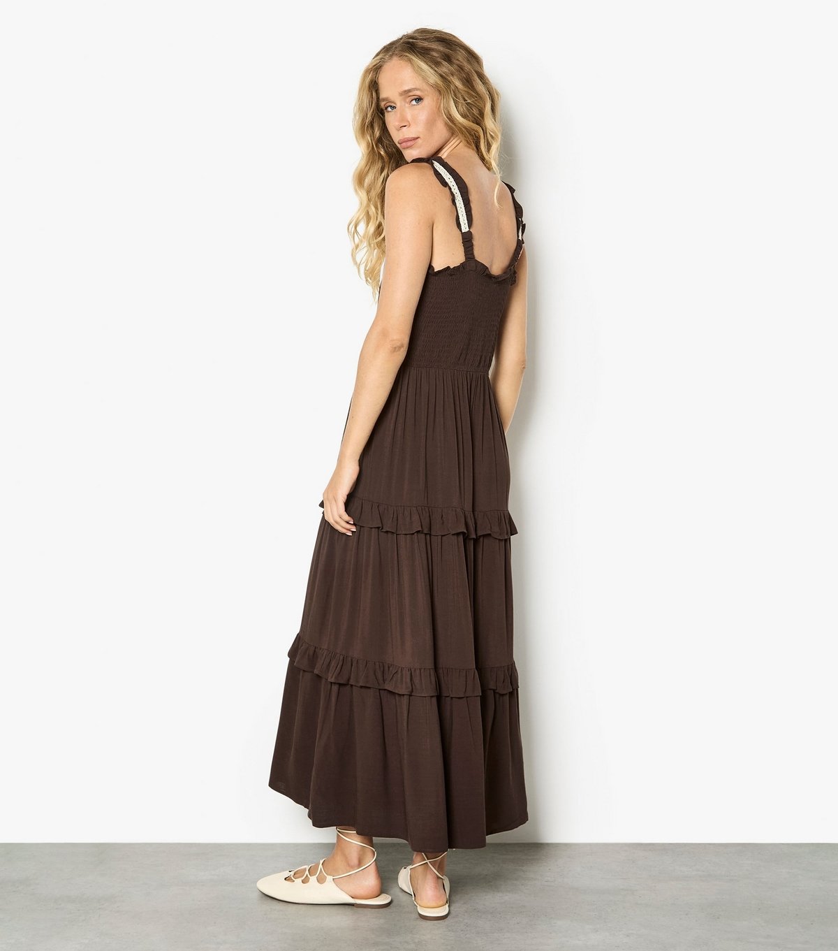 Apricot Women's Dark Brown Crochet Midi Dress Apricot New Look - 3