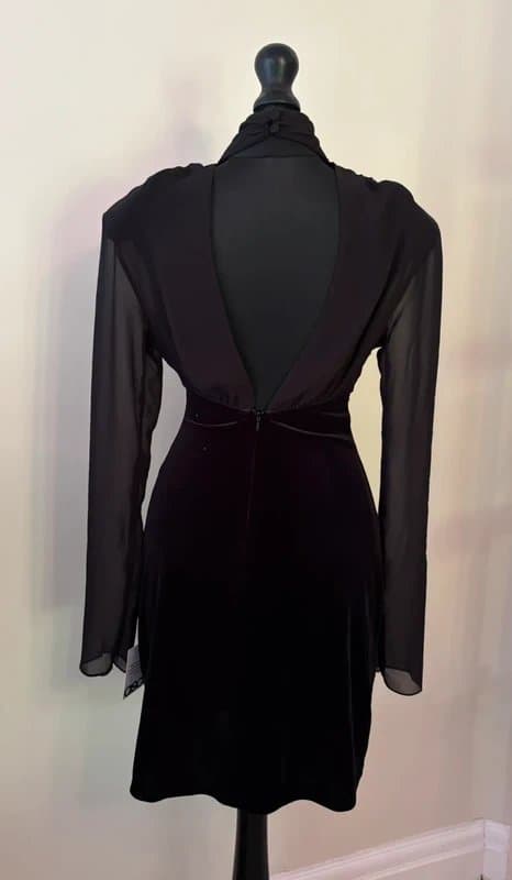 Topshop Topshop long sleeve velvet and chiffon mini dress