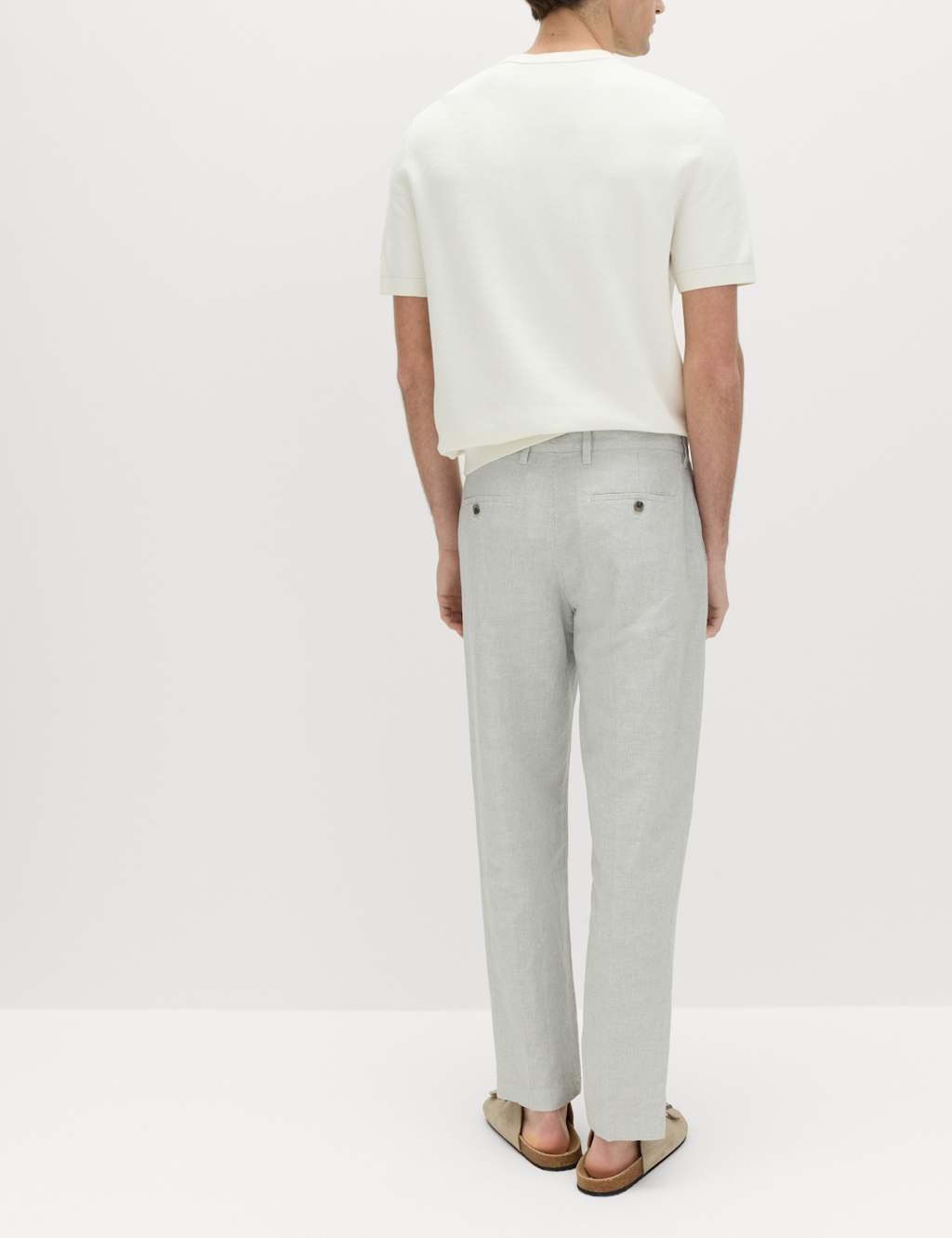 Marks & Spencer M&S Regular Fit Cotton Linen Blend Chinos Chrome - 4