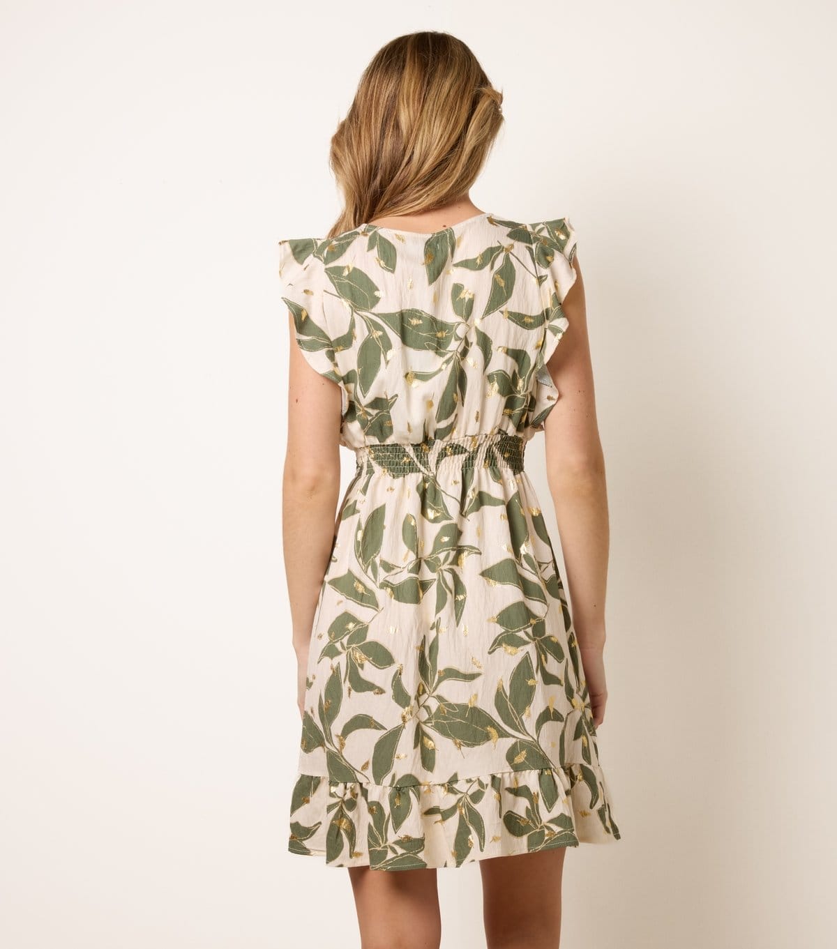 Blue Vanilla Women's Dark Khaki Leaf Print Mini Dress Blue Vanilla New Look - 4