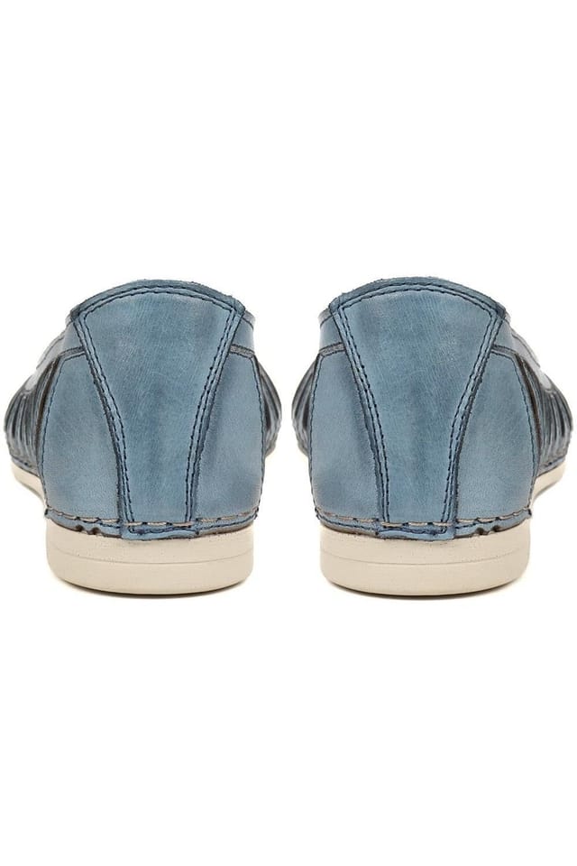 Pavers Pavers Women's Leather Open-Toe Ballet Flats in Blue - 3