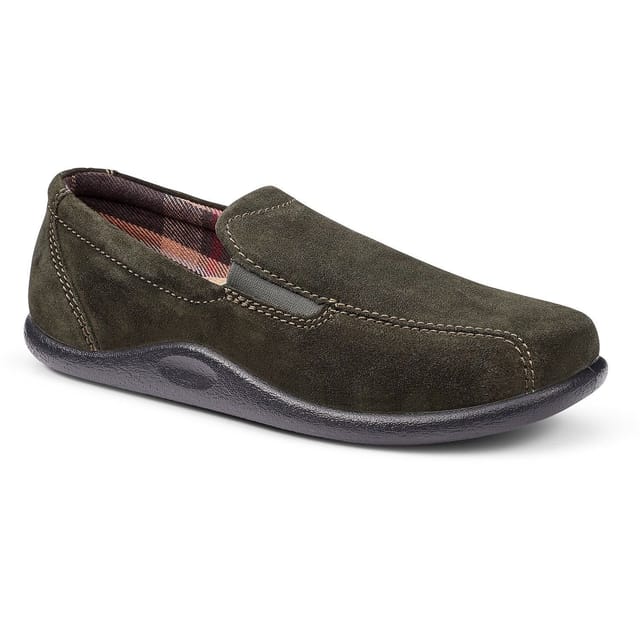 Hotter Hotter Men's 'Relax' Slippers in Dark Green - 2