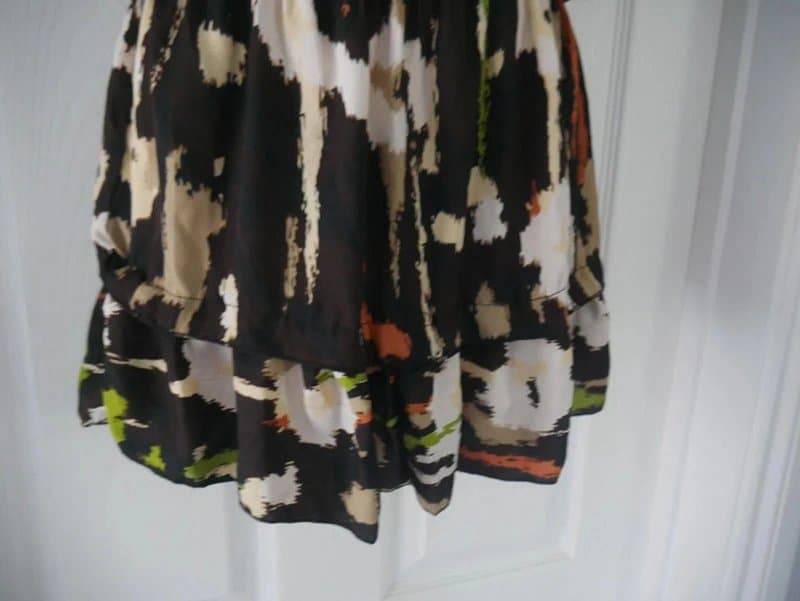 Carbon New Womens Blouse Top Short Dress Size 14 Black Multi Chiffon Summer Holiday