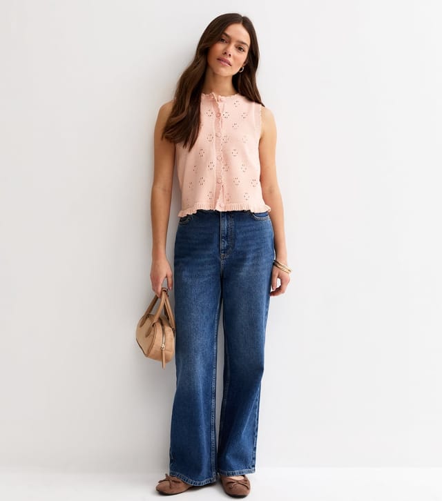 New Look Women's Petite Light Pink Cotton Rich Scalloped Edge Waistcoat New Look - 3