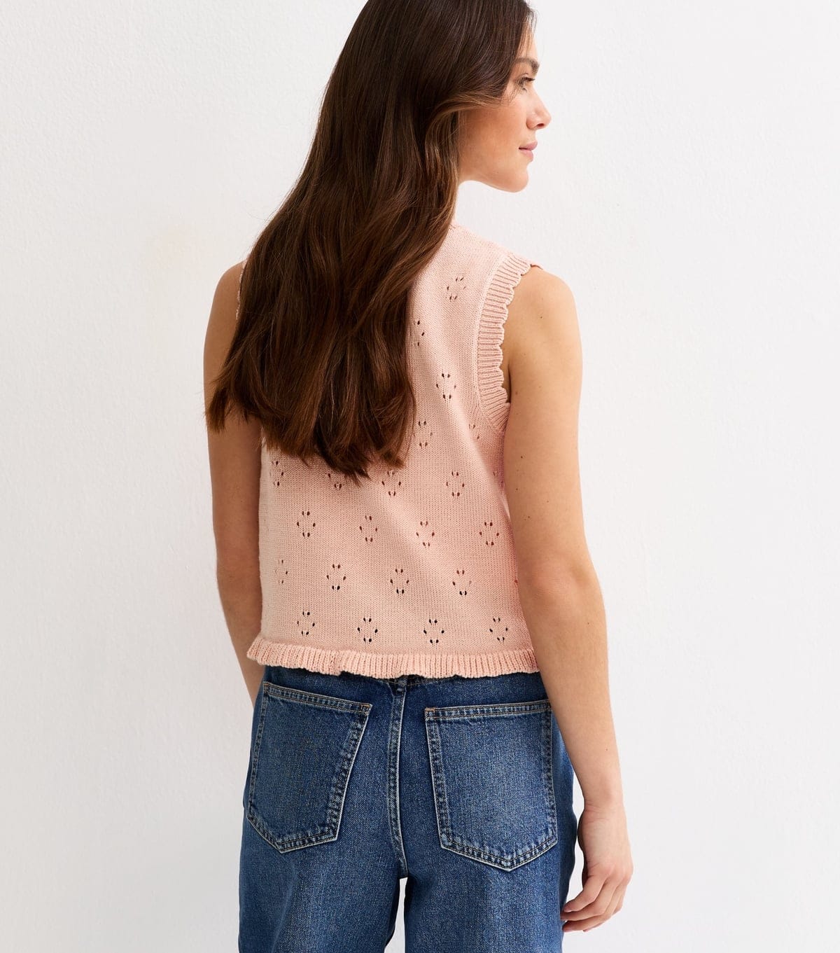 New Look Women's Petite Light Pink Cotton Rich Scalloped Edge Waistcoat New Look - 4