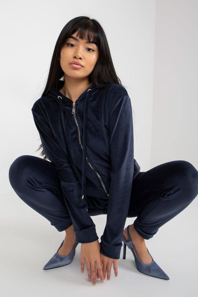 Love Lace Love Lace Women's Velour Zip Hoodie Sweatshirt & Jogger Set in Blue - 2