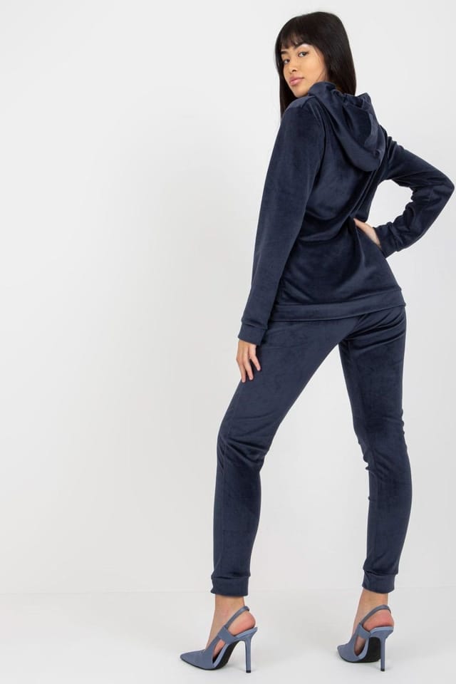Love Lace Love Lace Women's Velour Zip Hoodie Sweatshirt & Jogger Set in Blue - 3