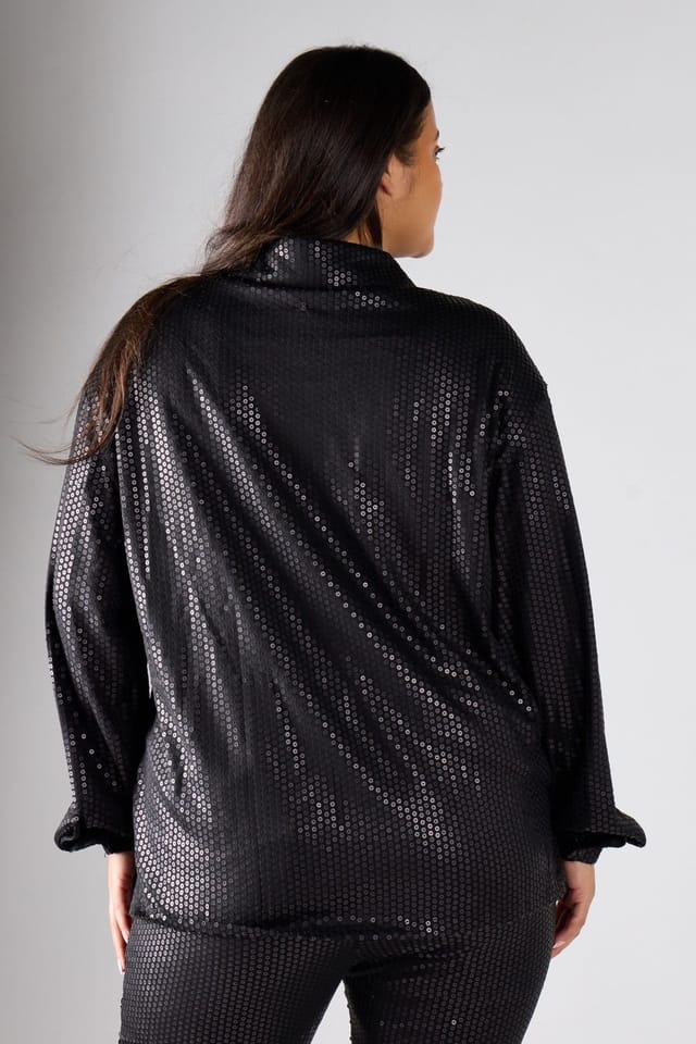 Shnoo Shnoo Women's Collared Long-Sleeve Shirt in Black - 2