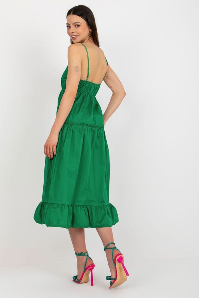 Love Lace Love Lace Women's Lined Summer Wrap Neck Ruffle Hem Dress in Green - 3