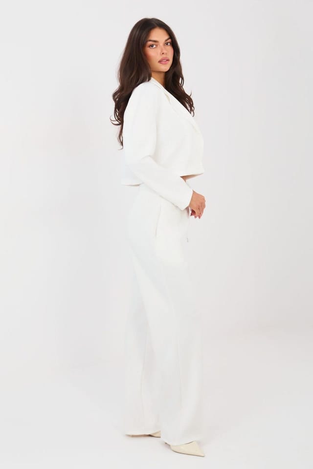 Love Lace Love Lace Women's Buttery Soft Blazer & High Waist Trouser Set in White - 2