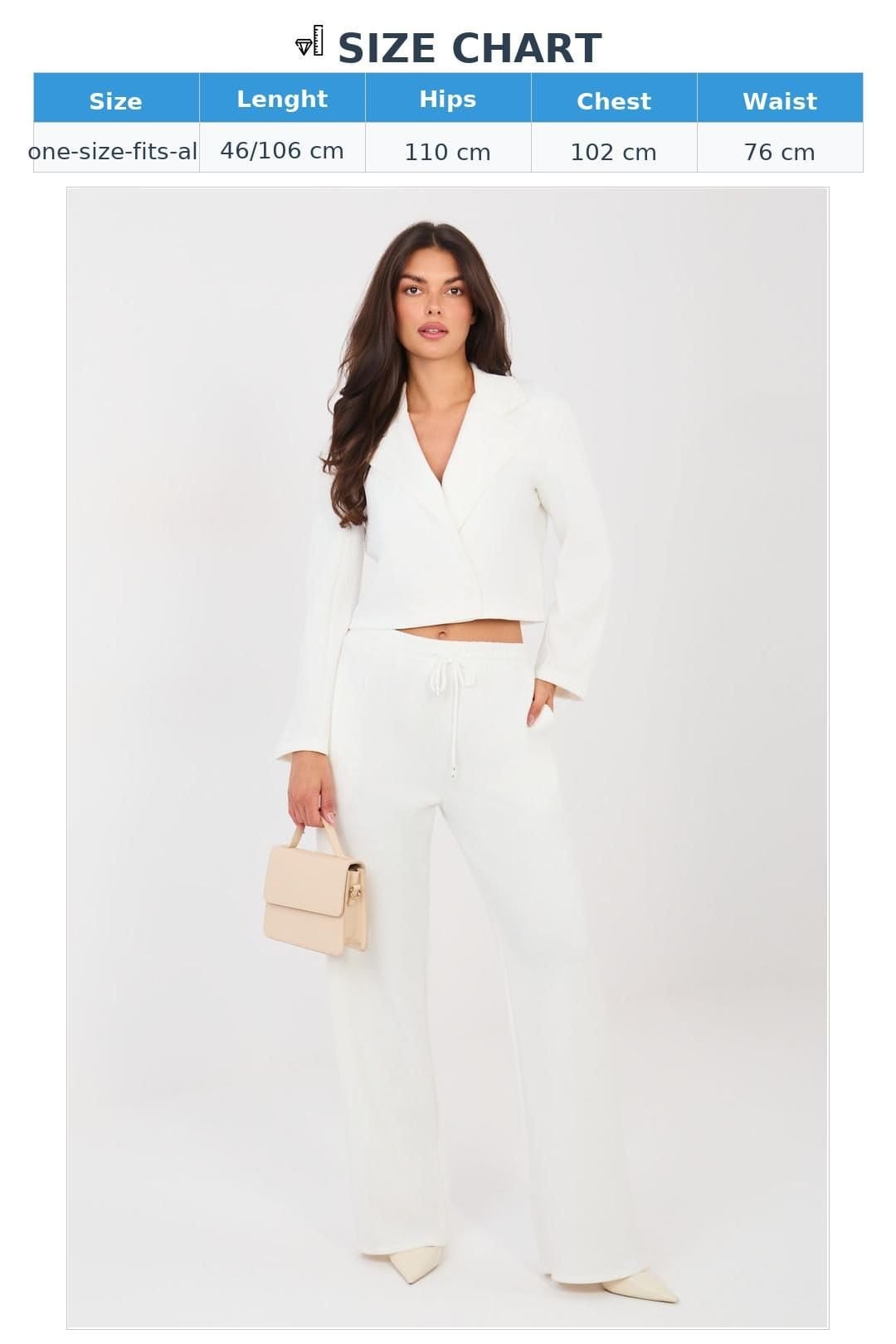 Love Lace Love Lace Women's Buttery Soft Blazer & High Waist Trouser Set in White - 4