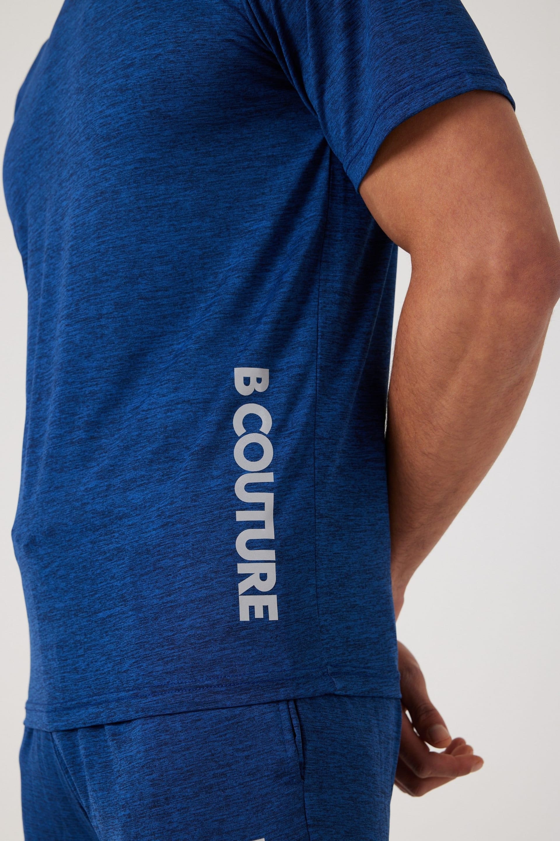 BCouture BCouture Men's Gym Shorts, Quarter-Zip Top & T-Shirt Set in Navy - 4