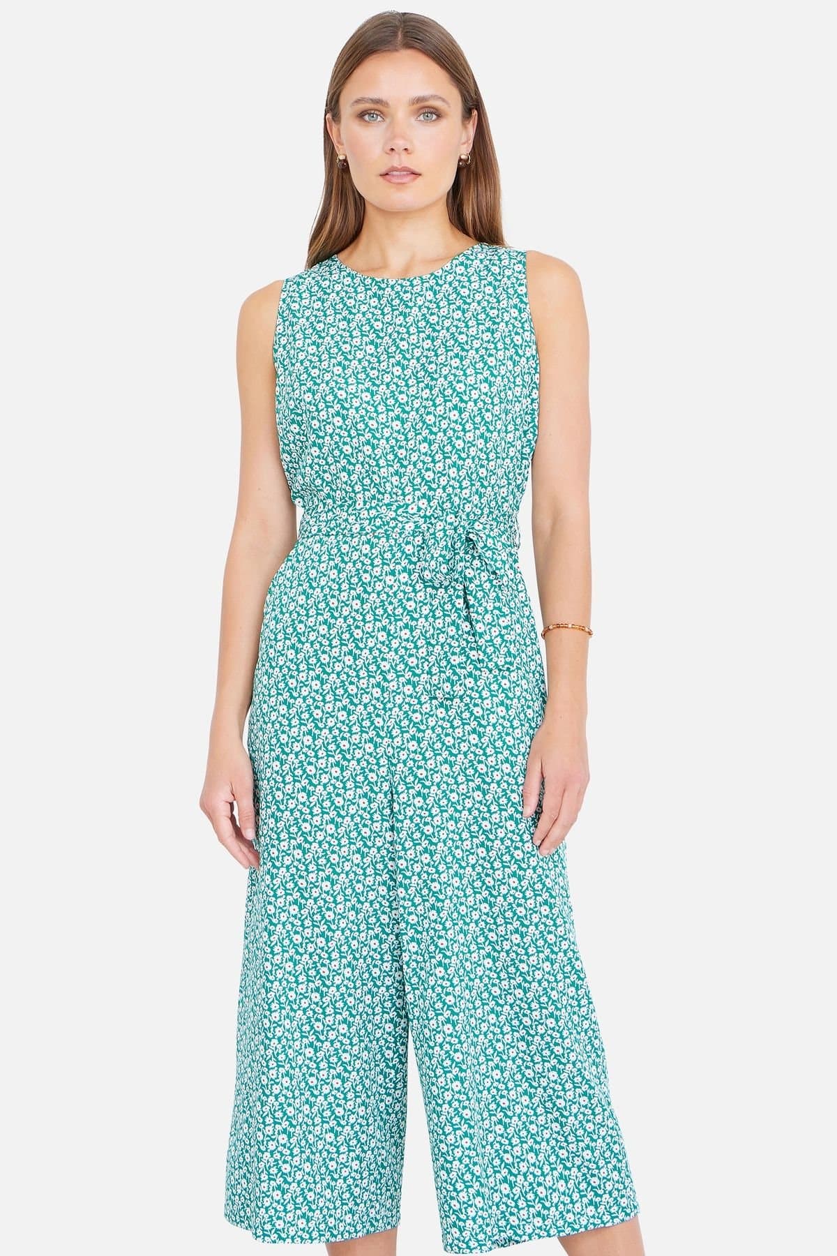 Yumi Yumi Women's Green Ditsy Culotte Jumpsuit