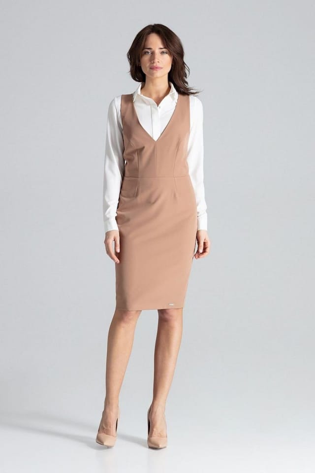 Love Lace Love Lace Women's Sleeveless Fitted Midi Dress Open Back in Brown - 2