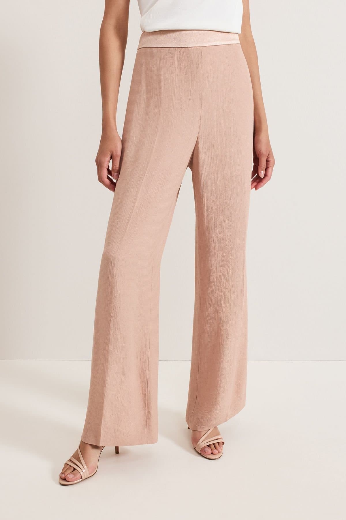Phase Eight Phase Eight Dusty Pink Satin Straight-Leg Suit Trouser