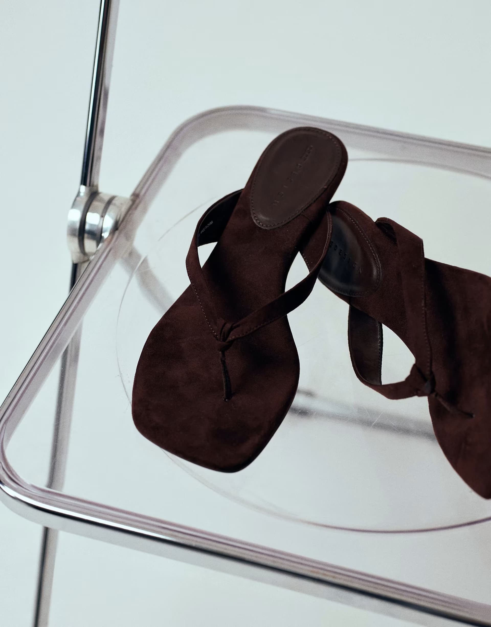 ASOS ASOS DESIGN Havana toe thong kitten heel sandals in chocolate suedette