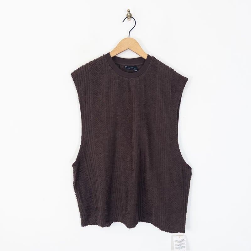 ASOS Asos Brown Textured Oversized Vest Size M NEW Drop Sleeve Summer Knit