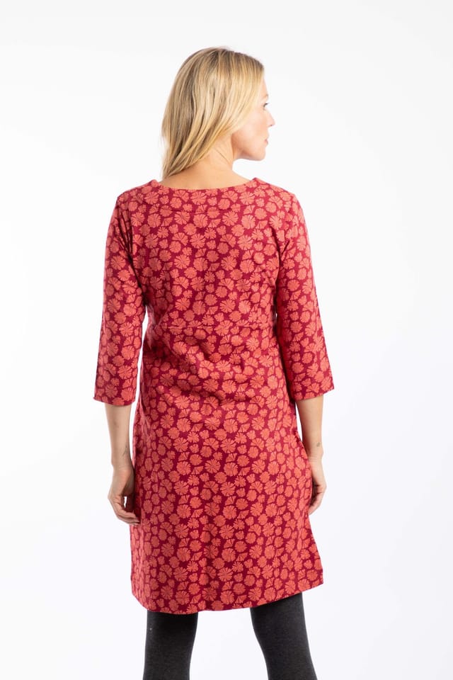 Weird Fish Weird Fish Women's Starshine Printed Jersey Dress in Red - 3