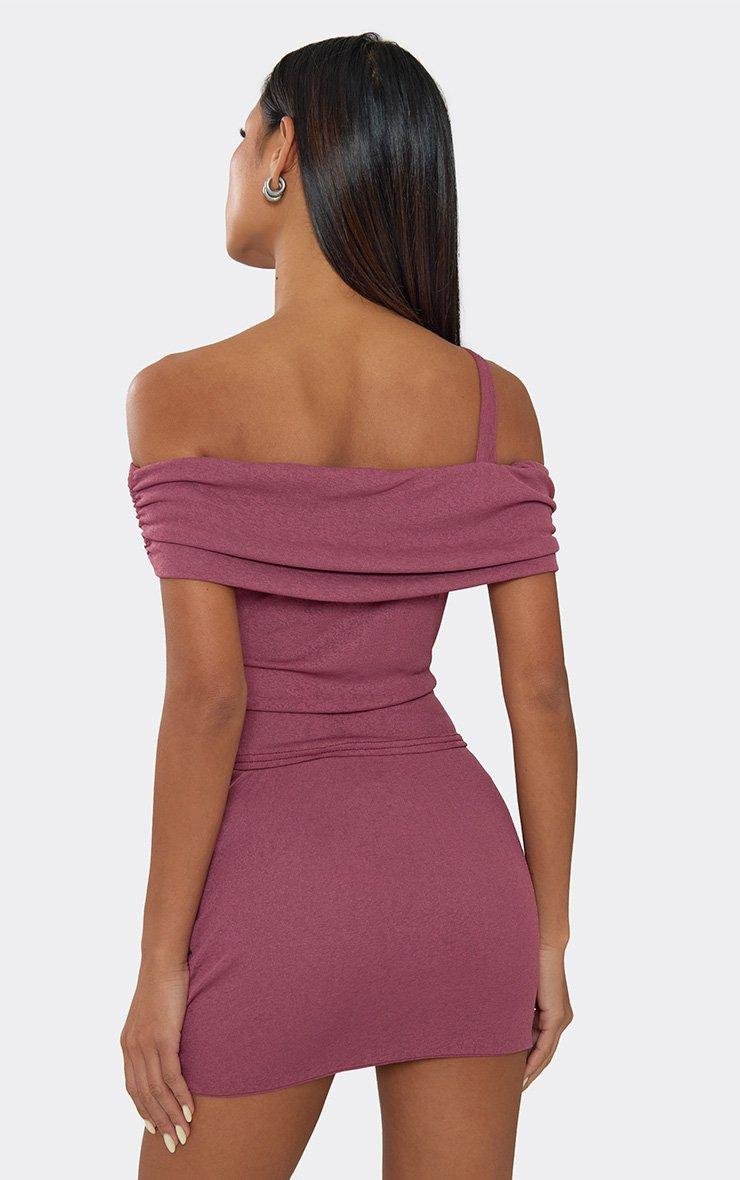 EGO Off The Shoulder Trim Detail Crop Top In Purple, Women's Size UK 6 - 2