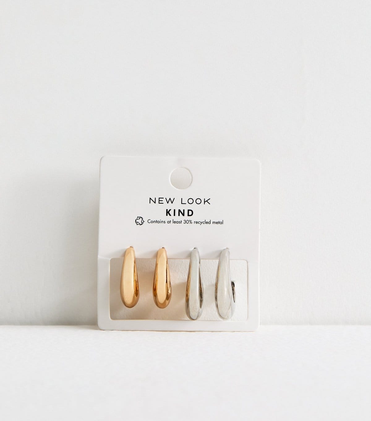 New Look Pack of 2 Mixed Metal Chunky Open Hoop Earrings New Look - 1