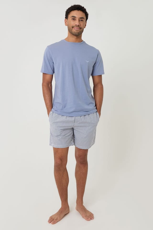 Threadbare Threadbare Men's Stripe Short Pyjama Set in Blue - 3