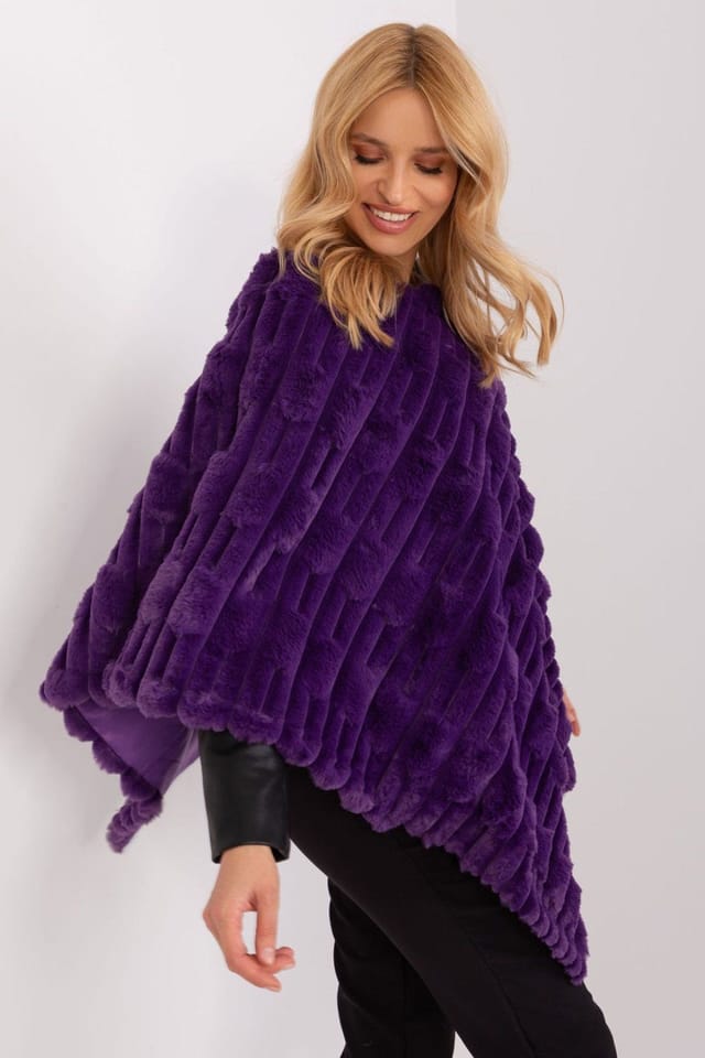 Love Lace Love Lace Women's Textured Lined Polyester Casual Poncho in Violet - 3