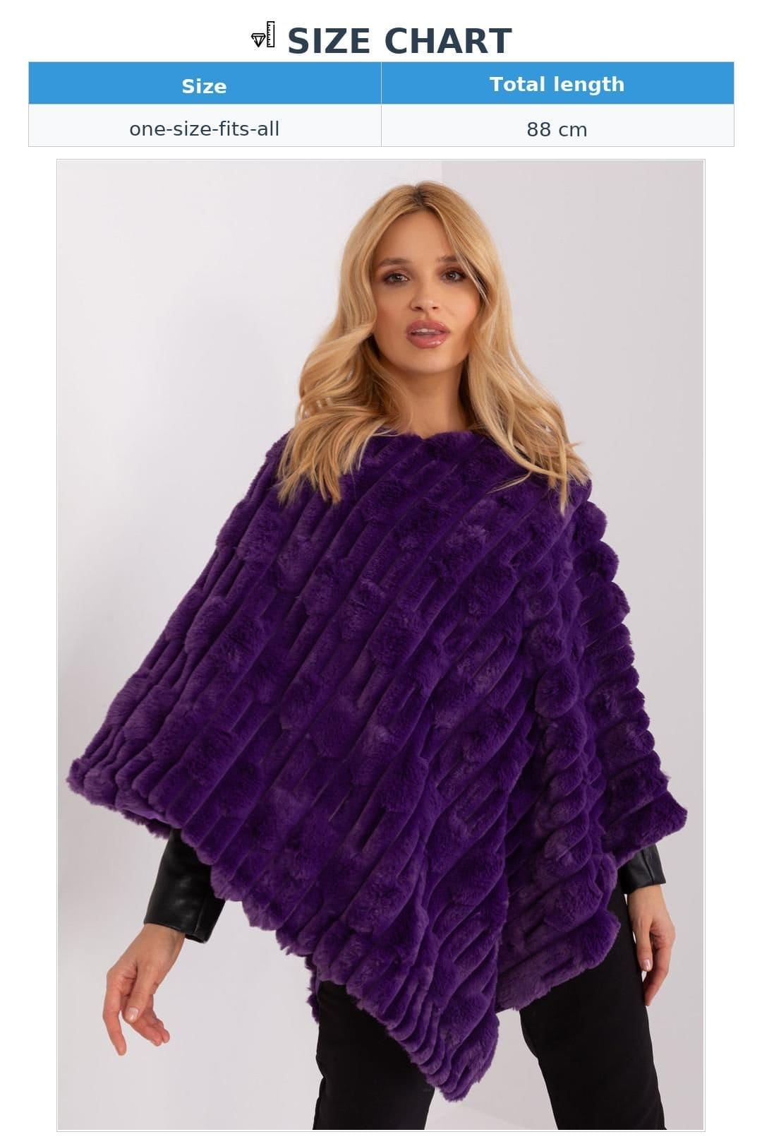 Love Lace Love Lace Women's Textured Lined Polyester Casual Poncho in Violet - 4