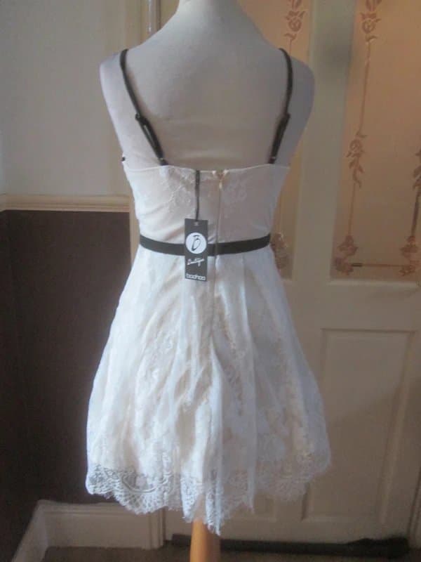 Boohoo Boohoo boutique size 10 ivory black lace lined skater dress Brand new with tags