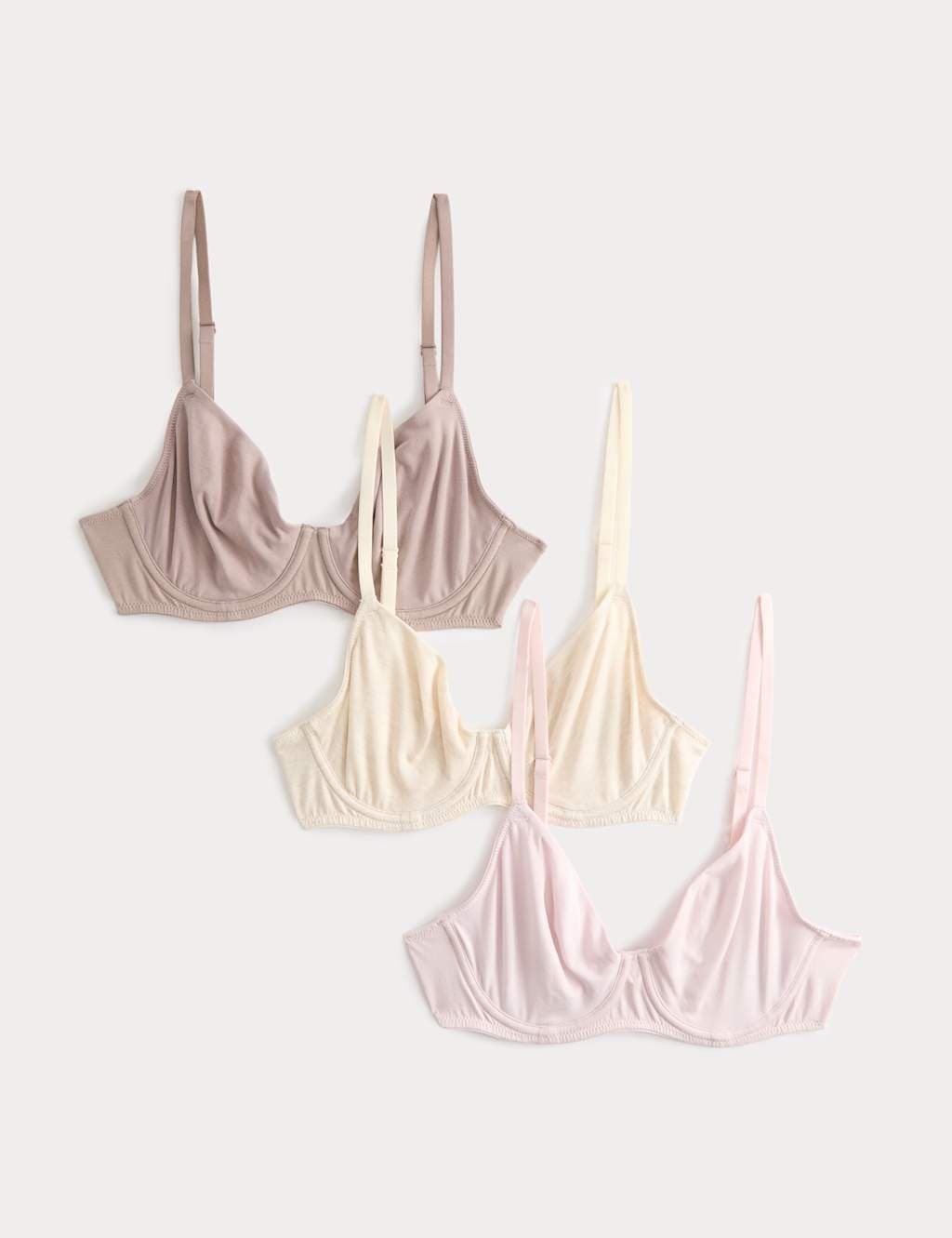 Marks & Spencer M&S 3 Pack Cotton Rich Wired Full Cup Bras (A-E) Oatmeal Mix