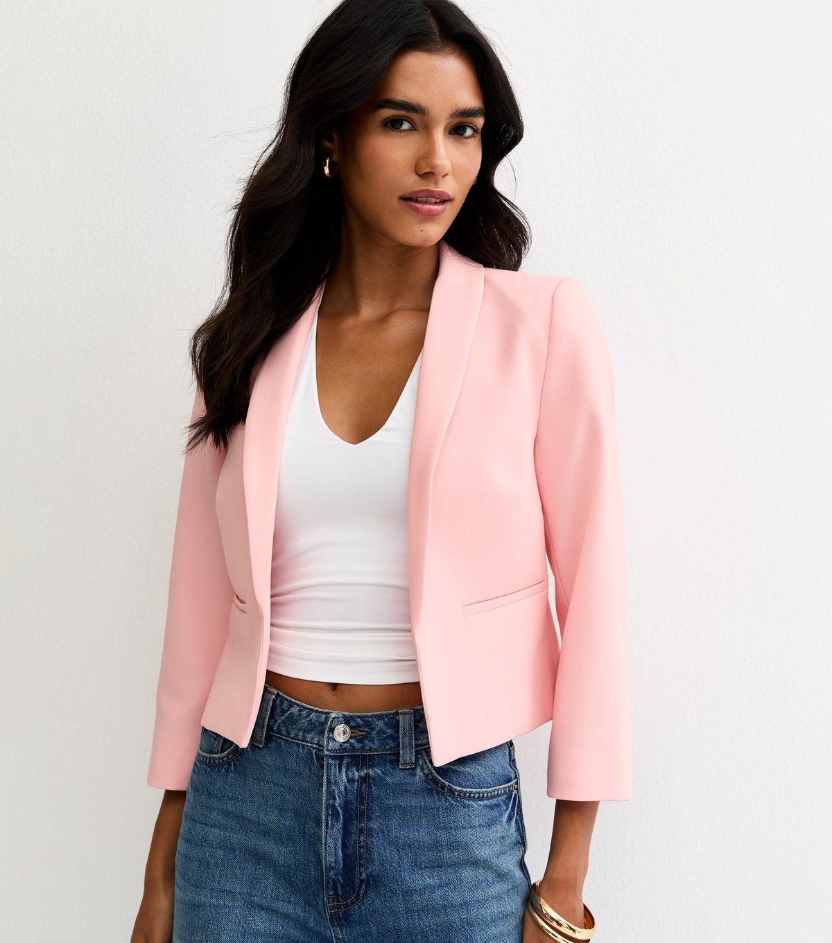 New Look Women's Pale Pink Cropped Blazer New Look - 2