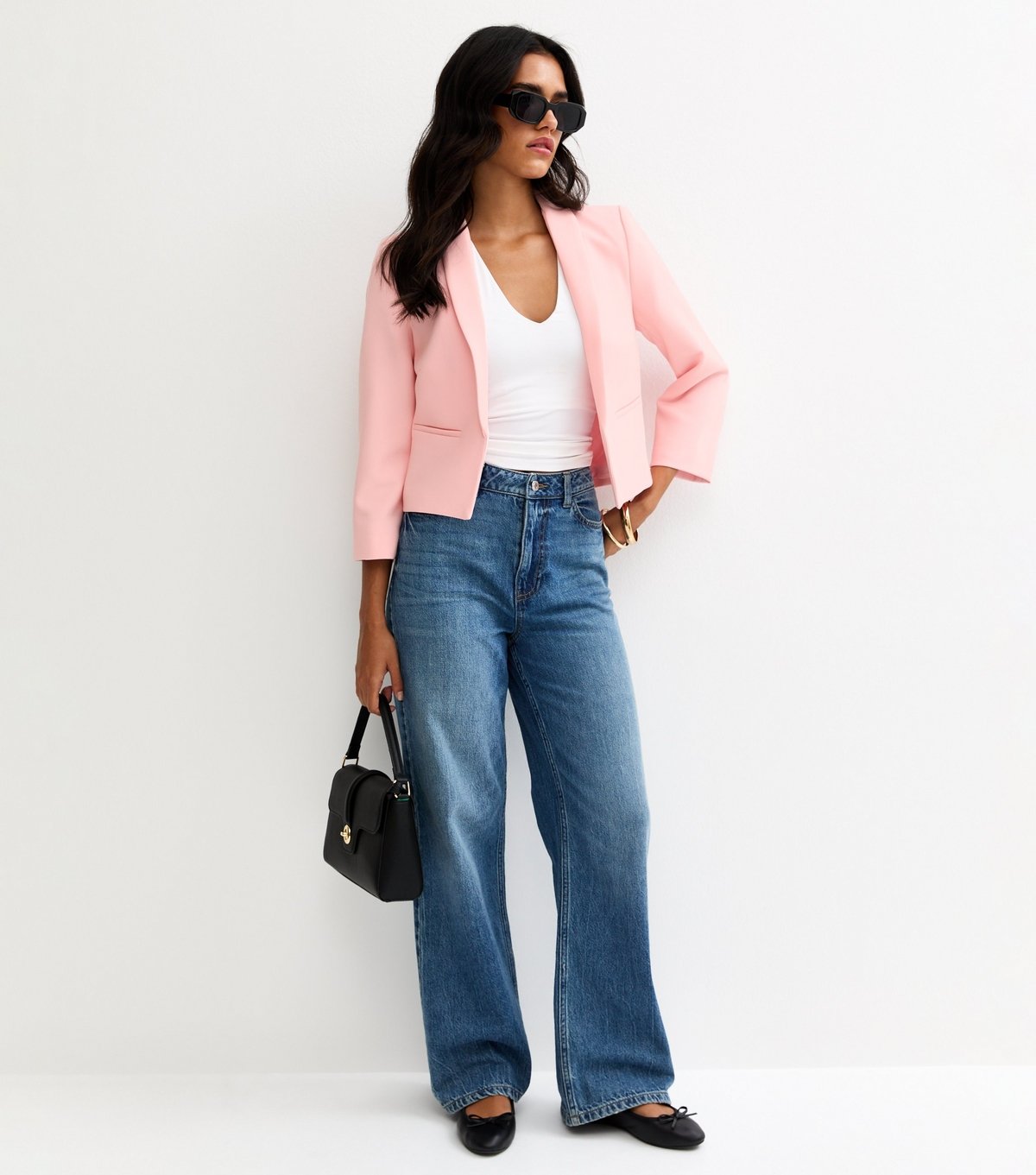 New Look Women's Pale Pink Cropped Blazer New Look - 3