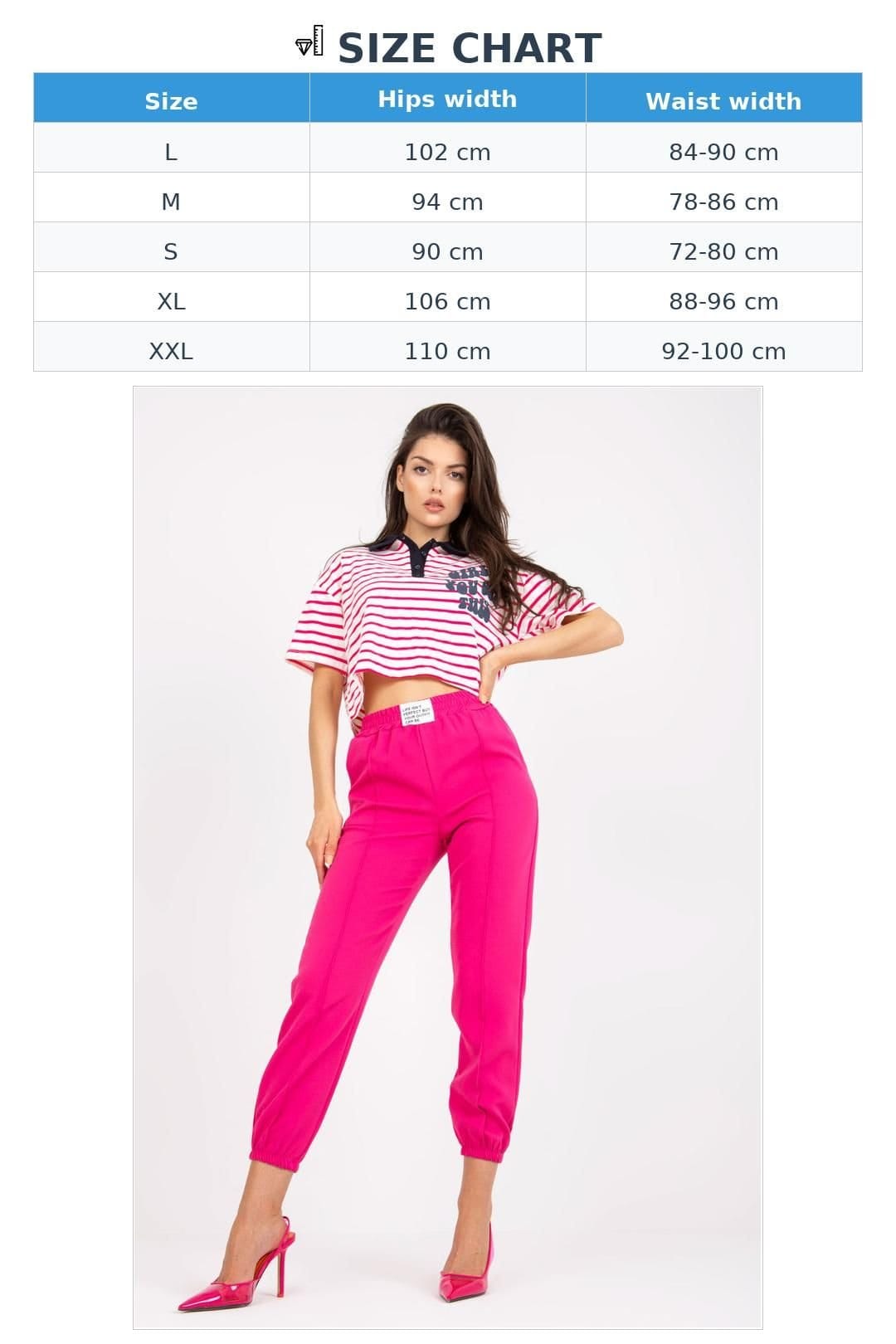 Love Lace Love Lace Women's High Rise Elastic Waist Fabric Pants Pockets in Fuchsia - 4