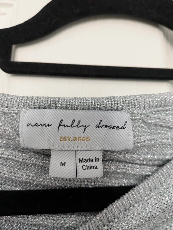 Never Fully Dressed Off the shoulder silver jumper