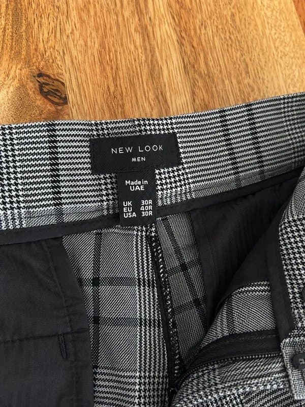 New Look New Look Men Grey Prince Of Wales Check Trousers 30R Skinny Tailored Smart Formal