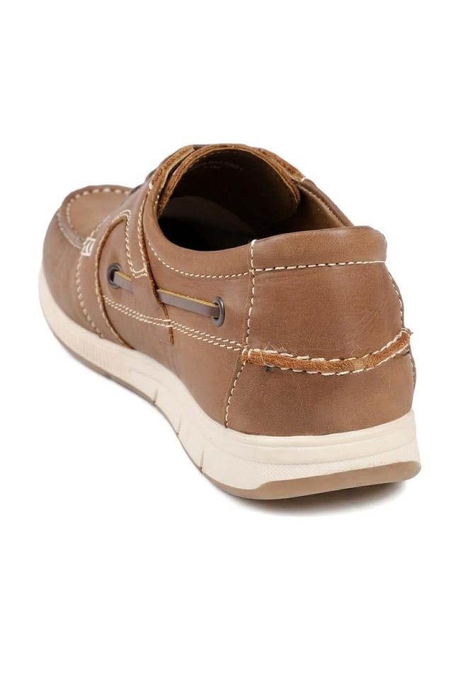 Pavers Pavers Men's Leather Lace Up Boat Shoes in Tan - 3
