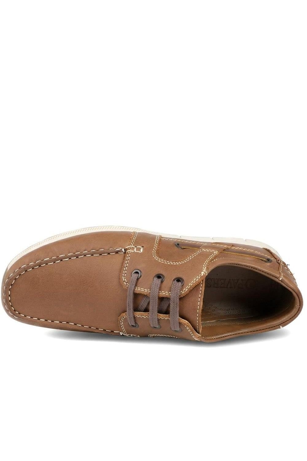 Pavers Pavers Men's Leather Lace Up Boat Shoes in Tan - 4