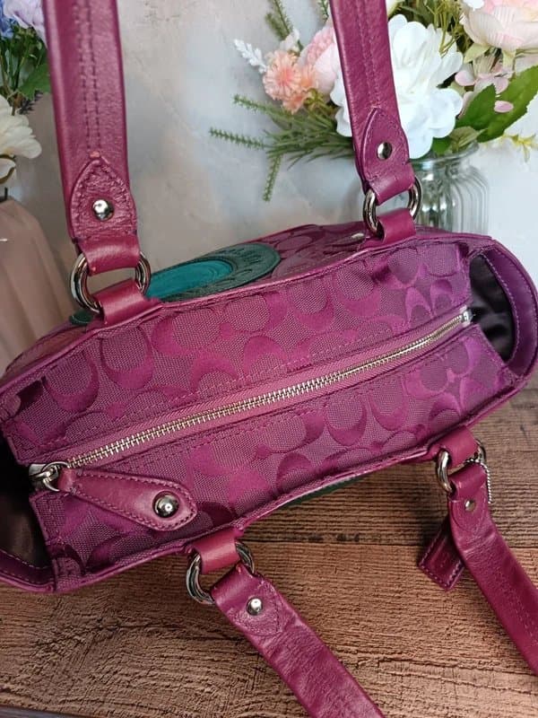 Coach Coach Vintage Y2k Purple Signature Patchwork Small Tote Shoulder Bag