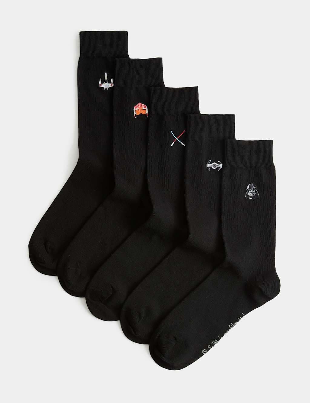 Marks & Spencer M&S 5 Pack Star Wars™ Cotton Rich Socks Black Mix