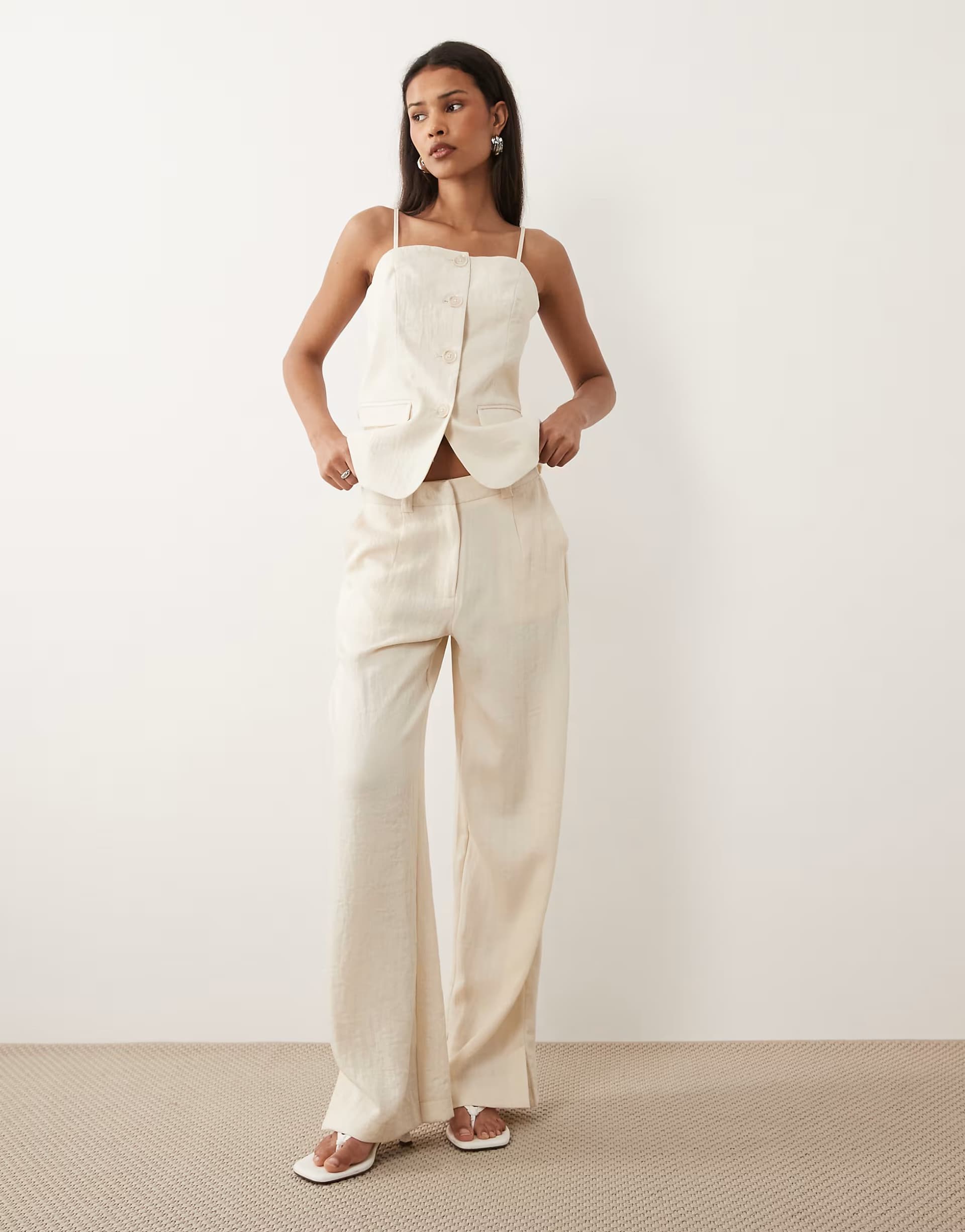 ASOS Vila tailored wide leg trousers co-ord in cream