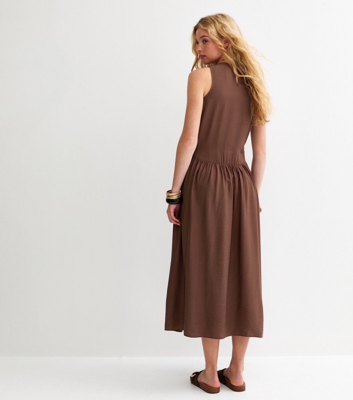 New Look Women's Brown Drop Waist Sleeveless Midi Dress New Look - 4