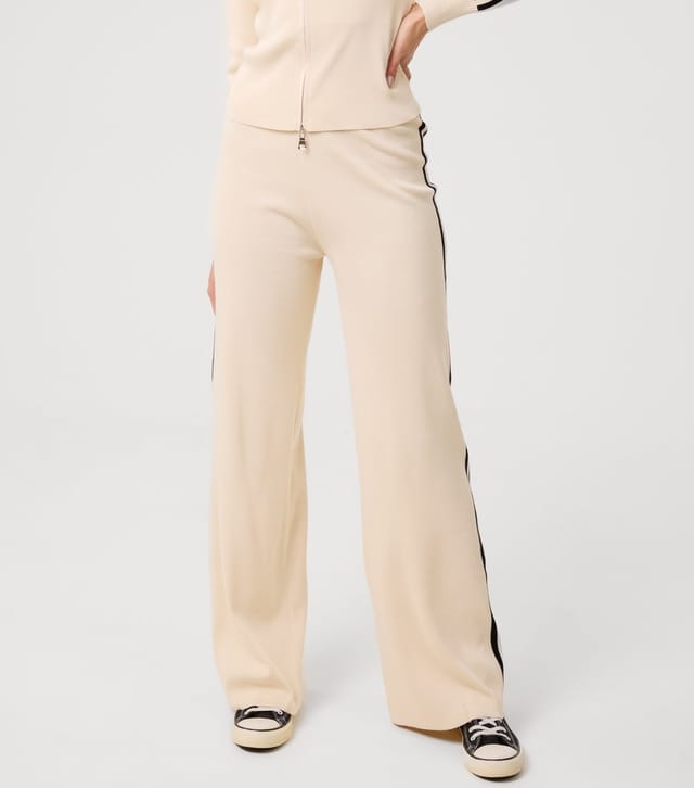 Pink Vanilla Women's Stone Contrast Trim Wide Leg Trousers Pink Vanilla New Look - 2