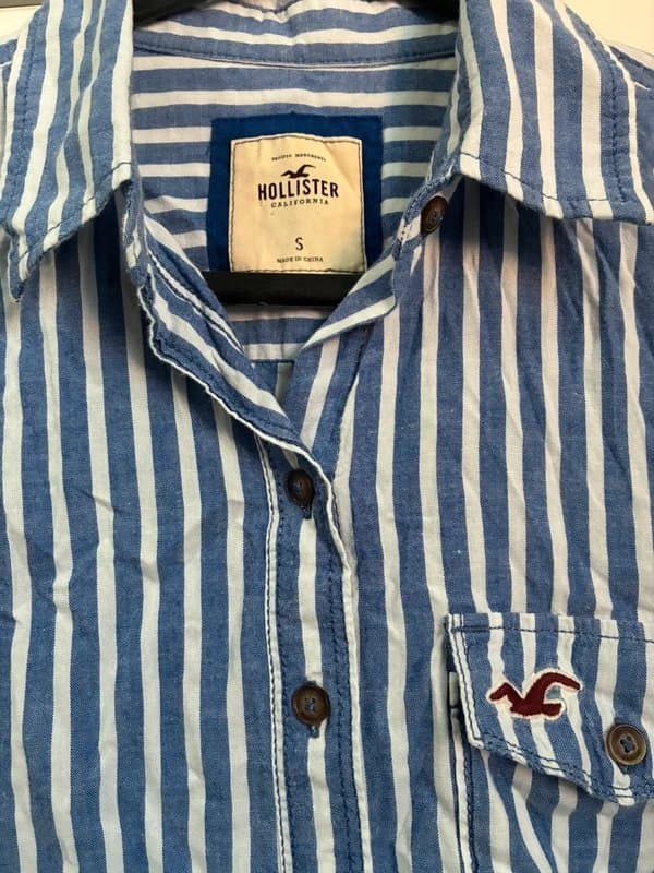 Hollister Hollister Blue & White Striped Button-Up Shirt Size S