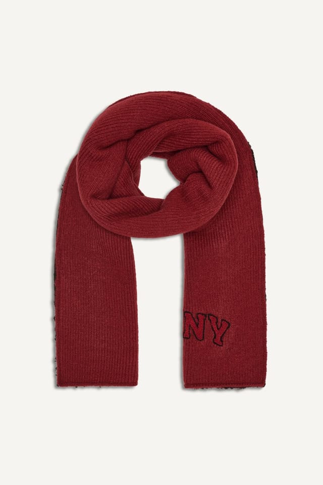 DKNY DKNY Women's VARSITY KNIT LOGO SCARF MERLOT - 2